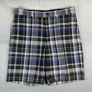 Vintage Polo Golf Ralph Lauren Shorts Mens 34 Blue Black Plaid Chino 9"